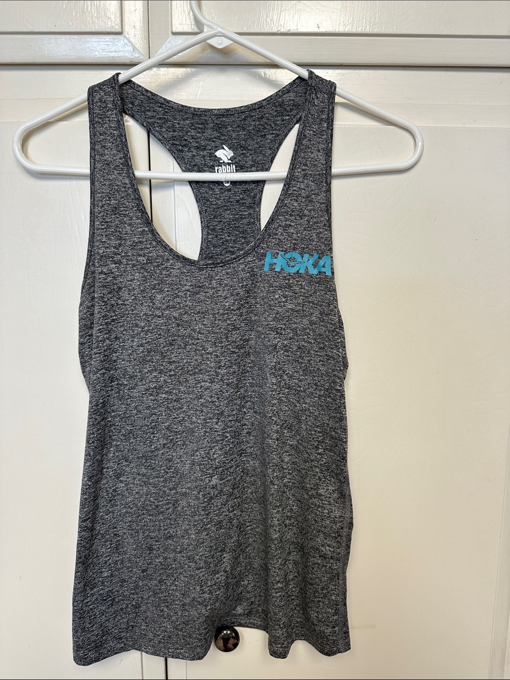 Hoka Dark Gray Racerback Tank with Teal Logo